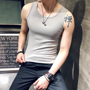 618-特p20 夏季无袖坎肩背心男 纯棉修身运动健身男士宽肩汗衫图片