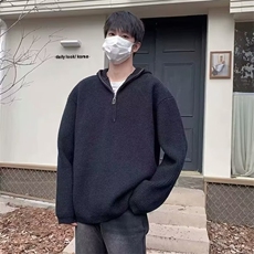 新款韩版套头针织衫男外穿半拉链宽松连帽毛衣外套513AMY2685P50，男装针织衫/毛衣，星座513A