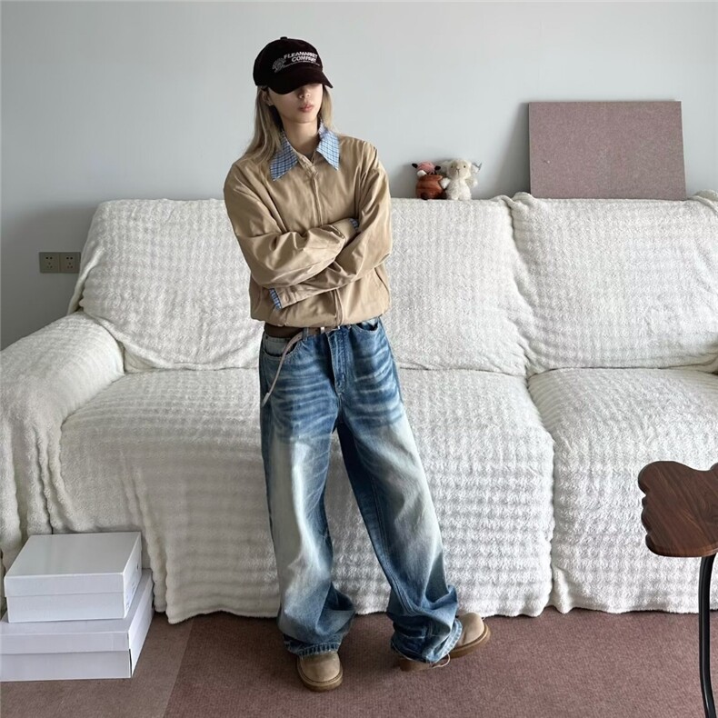JK33-P62假两件外套男高级感牛仔拼接飞行夹克,男装工装外套,电商B323A