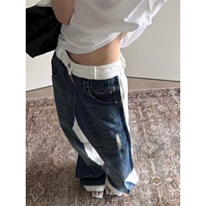 1506-1/KA5511/P54个性字母牛仔裤嘻哈ins潮高街潮流痞帅长裤男女，男装牛仔裤，星座1506-1