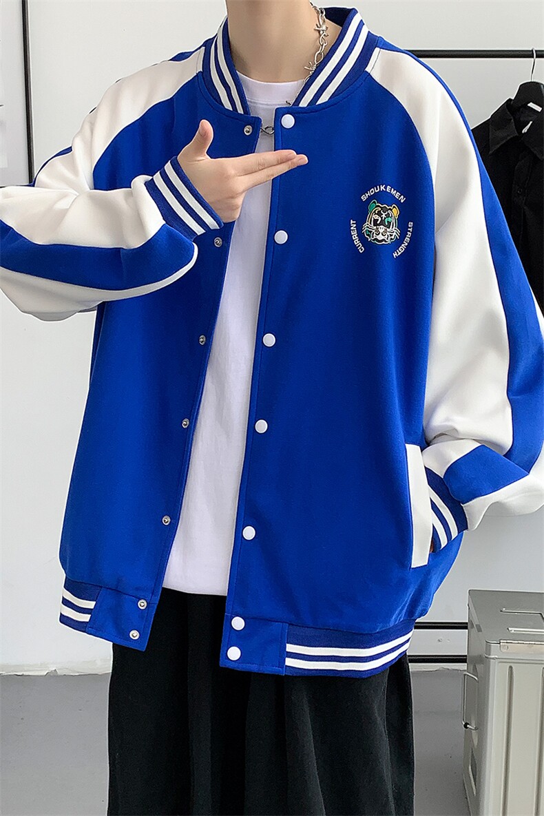 2024春装新品男士港风青少年开衫夹克时尚印花棒球服外套968-P60,男装夹克,电商A441-1