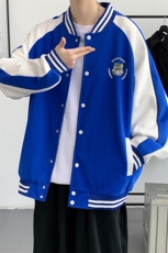 2024春装新品男士港风青少年开衫夹克时尚印花棒球服外套968-P60，男装夹克，电商A441-1