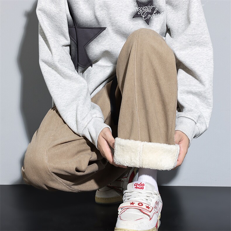 得物二开羊羔绒上新加绒加厚潮牌青少年裤子带腰带CK838加绒P40，男装卫衣，星座301B-2（原A443-1）