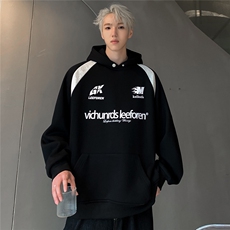 现货美式复古运动撞色拼接连帽卫衣帽衫情侣款男w91--P78，男装卫衣，电商C307A