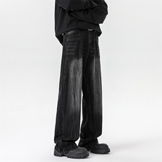 8XL-M高街做旧闪电纹牛仔裤大码潮牌美式复古扎染裤子NZ9006/P65，男装牛仔裤，电商B238