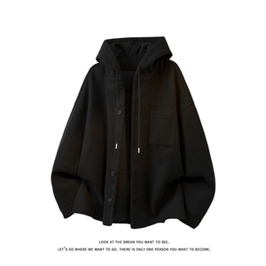 秋季新款连帽宽松呢料夹克外套时尚百搭休闲上衣J7351-特价P55图片