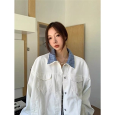 日系复古设计感水洗撞色拼接牛仔外套宽松翻领夹克潮JK999-P73，男装工装外套，星座208-5