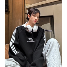 主推中性风潮美式拼接织带绣花情侣卫衣运动外套男女H866P58，女装短外套，电商A341