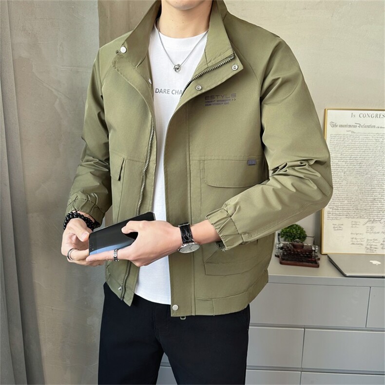 2025春季工装休闲印花外穿上衣翻领拉链门襟夹克外套男JK031-P75，男装夹克，电商A413