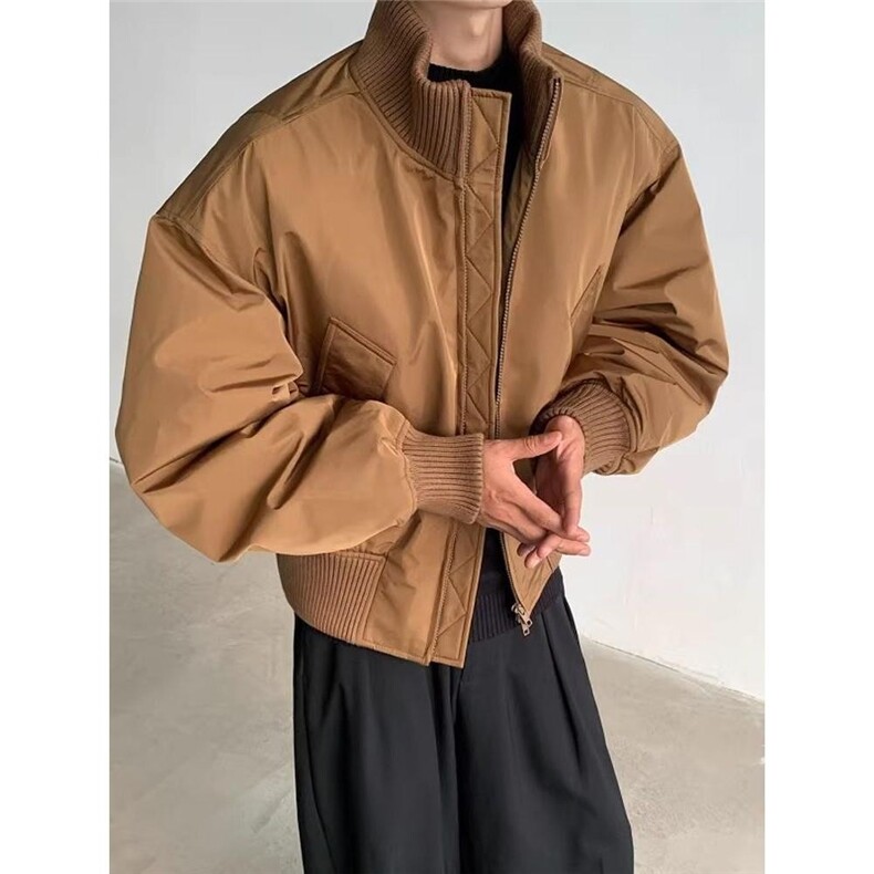 冬季外套美式复古立领面包棉服短宽飞行夹克保暖棉衣M0618-P63,男装夹克,星座308B-2