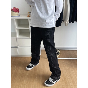 B221 美式ins高街小众假破洞修身微喇牛仔裤 LK22065-P65 控88图片