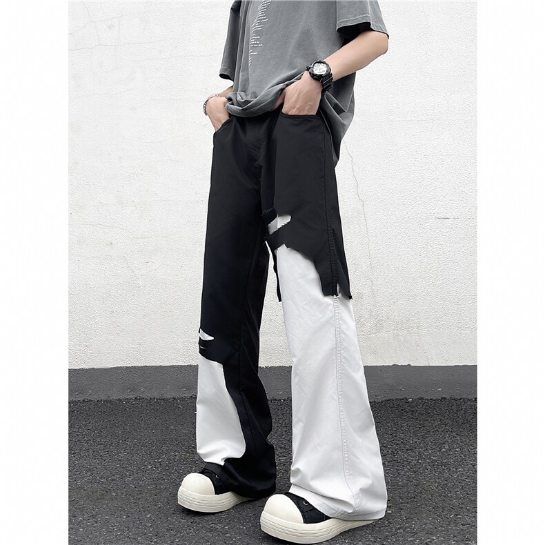 高街乞丐破洞牛仔裤男士韩版潮流拼色2024夏季ins长裤RK2000-P45，男装牛仔裤，星座412-2