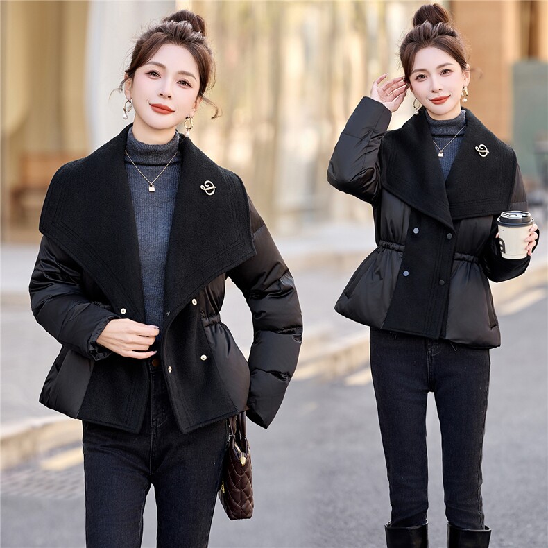 气质大翻领羽绒服2025年冬季新款小个子洋气减龄超好看短款外套,女装羽绒服,拾衣