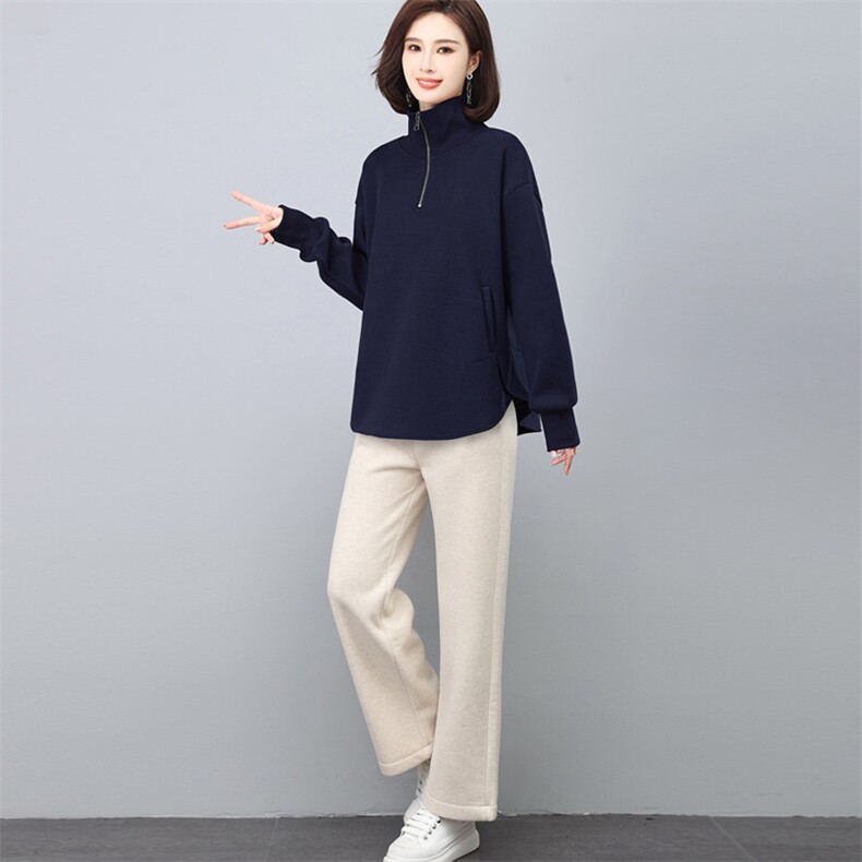 三年不下架2024年新款冬季时尚加绒加厚卫衣休闲两件套女大脚裤女,女装套装/套裙,璐依舞