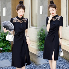 年轻款改良旗袍女2025夏季新款高级感气质名媛修身显瘦性感连衣裙，女装连衣裙，韩然一族