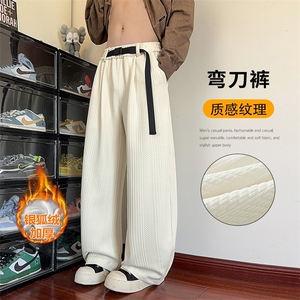 重磅500g肌理感男宽松保暖银狐绒宽松弯刀裤K5725J加绒-特P48控88图片