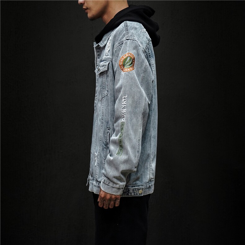 jk822-p80M-5XL黑墙ins牛仔夹克拉链破洞大码男日系CITYBOY,男装夹克,星座103A