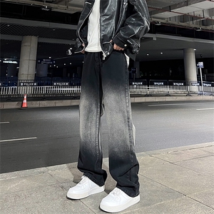 美式高街vibe风直筒长裤欧美痞帅男hiphop复古水洗牛仔裤图片