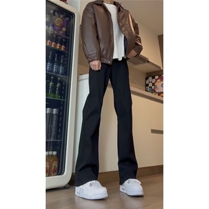 水洗做旧复古牛仔裤男美式高街vibe直筒微喇长裤子痞帅Z724 P32图片
