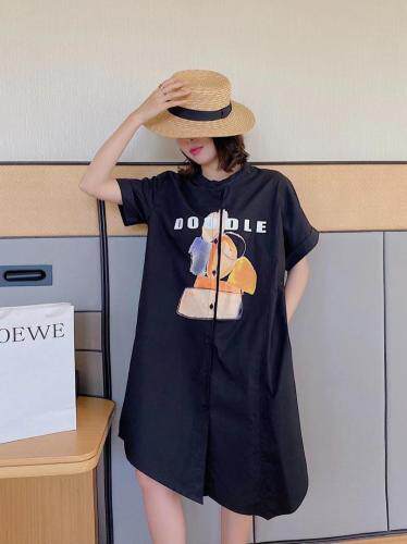 爱美欧夏季新款印花衬衫连衣裙，女装衬衫，爱美欧