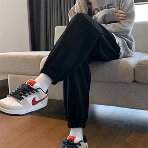 灰色华棉卫裤女2025新款宽松束脚哈伦小脚裤小个子显瘦加绒运动裤图片
