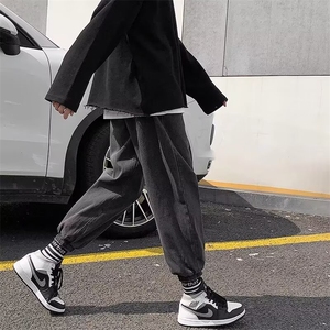 春夏季牛仔裤男女韩版宽松潮流垂感阔腿裤潮牌嘻哈抽绳束脚休闲裤图片