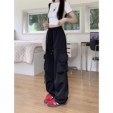 AK2425-p40工装裤女夏高腰垂感降落伞速干休闲阔腿美式，女装休闲裤，星座617A-2