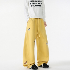 8XL-M 腊肠狗贴布绣阔腿裤男直筒裤垂感高级感休闲裤卫裤K9160P55图片
