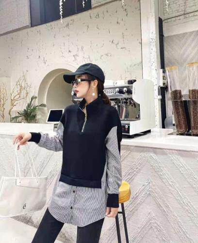 条纹拼接卫衣，女装卫衣/绒衫，梦幻美人鱼