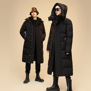 现货韩版情侣装长款羽绒服男女青年学生加厚415克羽绒服外套图片