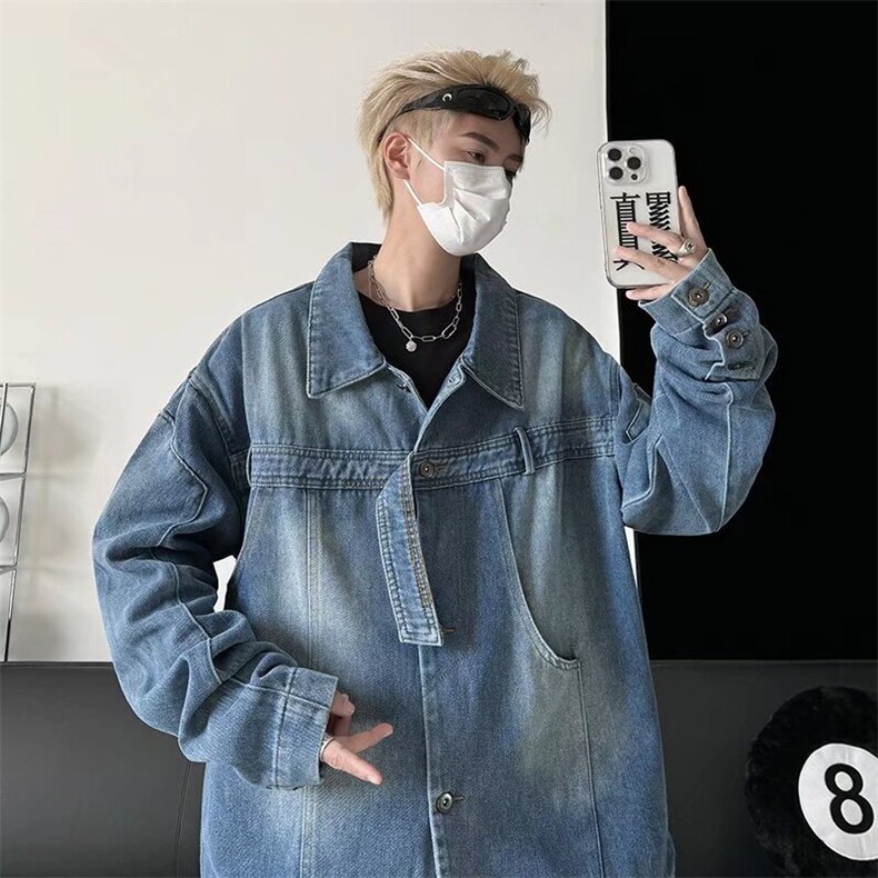 NC039-水洗复古设计感美式牛仔外套春秋季高街痞帅夹克上衣,男装夹克,星座1002-2