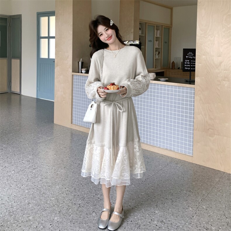 26春新款现-法式甜系拼接设计绝美连衣长裙2615-P180K288,女装连衣裙,2B190