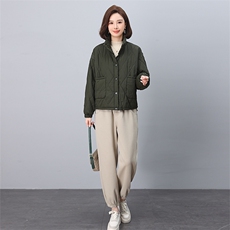 时尚百搭女装套装简约休闲两件套舒适显瘦外套+宽松长裤，女装套装/套裙，叶笙衣