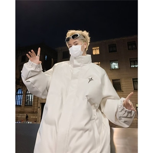 美式潮牌皮棉服男女冬季立领棉衣外套宽松加厚面包服图片