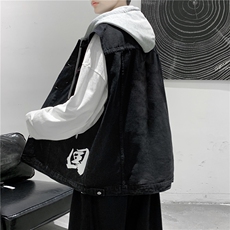 MJ216-p58-限价78M-5XL宽松可脱卸大码牛仔马甲多口袋中性，男装背心/马甲，星座116