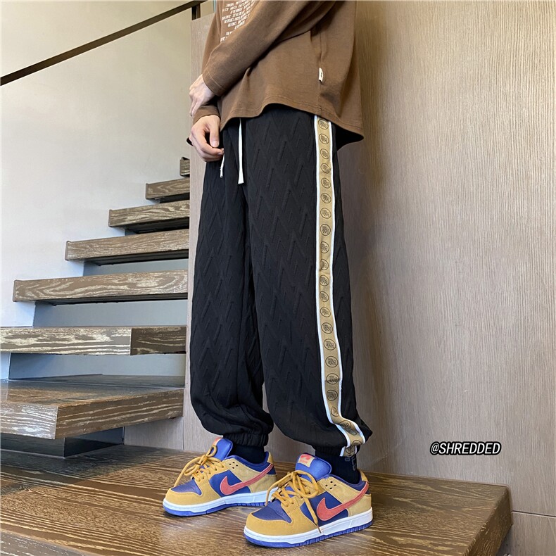 港风秋季新款宽松潮束脚字母印花休闲运动裤B315-K23471-p55控78,男装休闲裤,电商B315