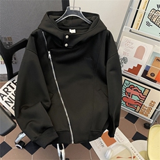 高街美式设计感不规则双拉链卫衣男女春秋重磅连帽外套W0185-P70，男装卫衣，星座308B-1