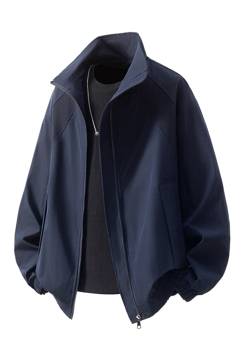 美式罗纹拼接袖子褶皱大码M-5XL教练夹克男JK78056P69控105,男装夹克,星座226-1