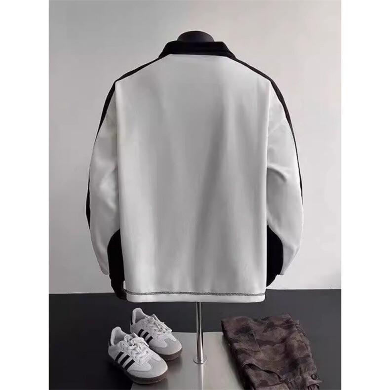 美式简约翻领polo衫上衣潮牌拼接设计感卫衣男914-4-6760P45,男装卫衣,星座914-4
