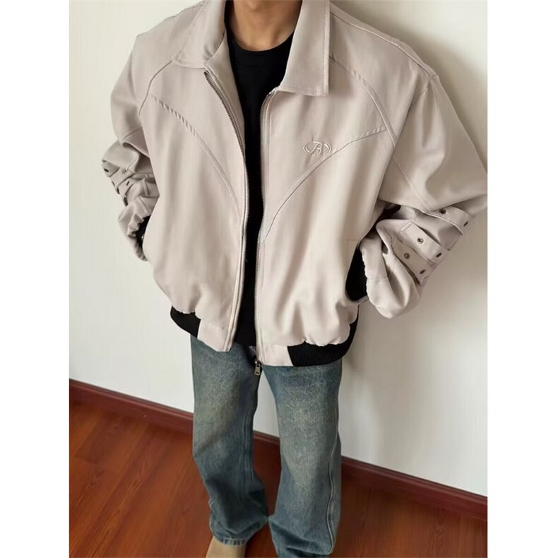 美式复古翻领cleanfit飞行夹克春季男女百搭宽松外套JH311,男装夹克,星座1116A（原606A-3）