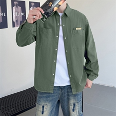 纯色寸衫型夹克高品质直播纯棉店主社会小伙潮牌新款外套CS87P68，男装夹克，星座301B-1