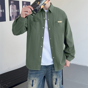 纯色寸衫型夹克高品质直播纯棉店主社会小伙潮牌新款外套CS87P68图片