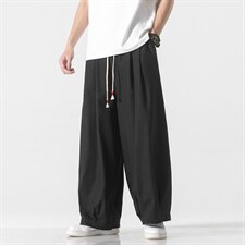 夏季新款大码风棉麻裤休闲直筒阔裤哈伦裤日系复古K181/P70，男装休闲裤，电商A221A
