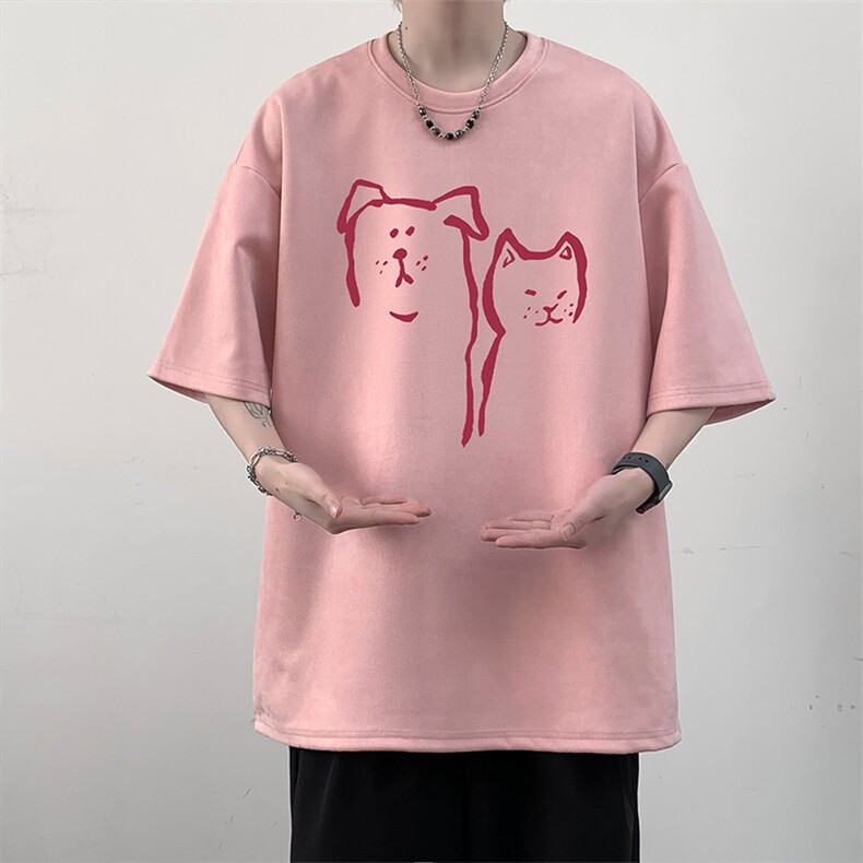 麂皮绒短袖t恤男大码半袖男大皂风JD82378-P25,男装T恤,电商A040