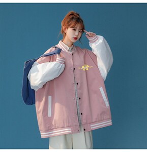 中性风2023秋季新款港风设计感印花图案棒球服外套G8022p65控88