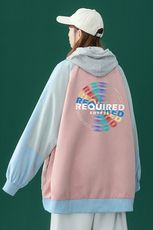 ！春季新品百搭印花拼接撞色宽松夹克棒球外套G411P65控88，男装夹克，A247A
