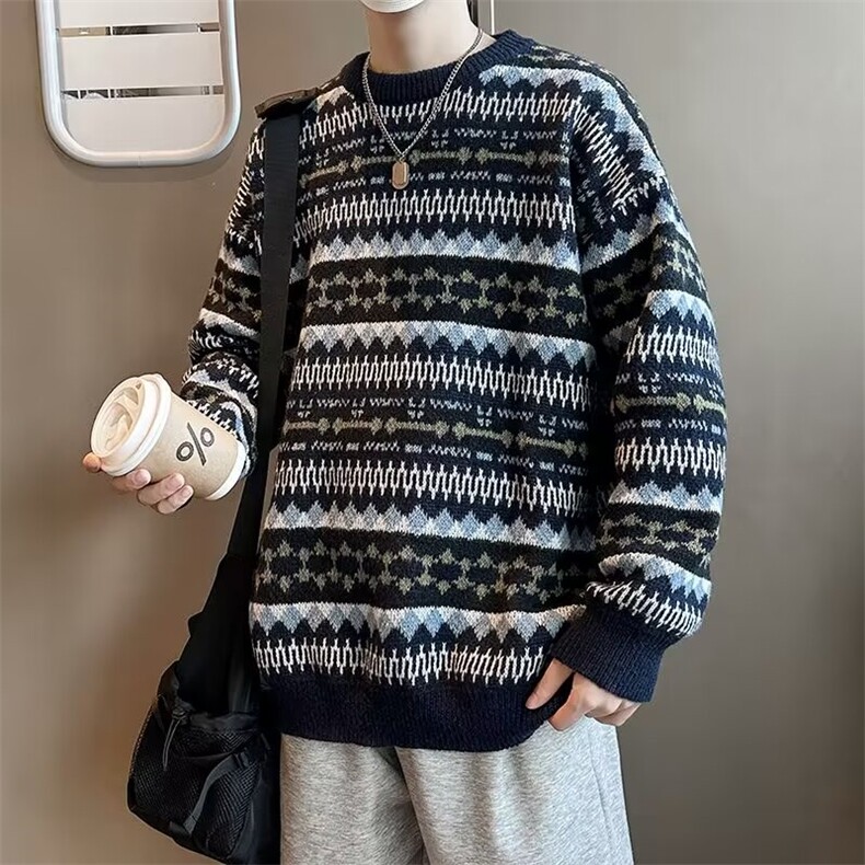 韩系慵懒风圣诞毛衣男2024秋冬新款潮牌高级M5675-P55,男装针织衫/毛衣,星座1109-3