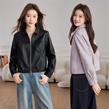 现货BAO款海宁皮衣外套女款2026新款短款春秋高级感小个子皮夹克，女装皮衣，江南女神