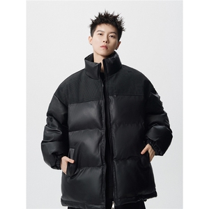 PU皮棉服冬季宽松港风棉衣立领冬装棉袄PM01-P115限168抖音控178图片