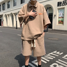新款夏季短袖polo衫套装港风吸汗凉爽宽松休闲运动男装TZ5906P70，男装休闲套装，电商A086